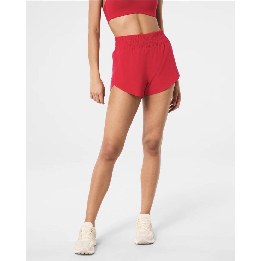 Spanx Get Moving High-Rise Active Run Red 3" Inseam  Athletic Shorts Size Medium